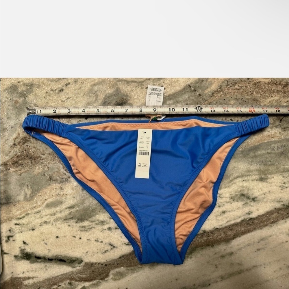 J Crew Bikini Bottom Ribbed Trim Blue Sting Hipster Sexy Cheeky Beachy Lined - Picture 4 of 7